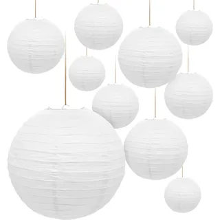 Papier Lampion in weiß - ca. Ø 25 cm / 2er Set - Lampenschirm Laterne (1 Tüte) - Weiß