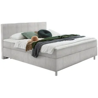 Hom`in Boxspringbett , Hellgrau , Kunststoff , H4 , Höhe ca. 18 cm , 100x200 cm , Stoffauswahl, Topper durchgehend, in verschiedenen Größen erhältlich, Matratze in verschiedenen Härtegraden erhältlich, Topperauswahl, Kopfteilauswahl , Schlafzimmer, Betten, Einzelbetten