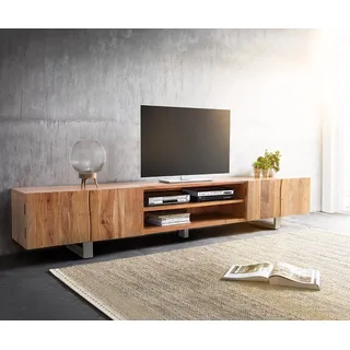 DeLife Live-Edge Lowboard 300 x 46 x 53 cm Silber/Hellbraun Holz