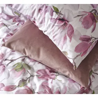 APELT »Dorothy« exklusive Design Bettwäsche mit großblütigen Magnolienzweige weiß,