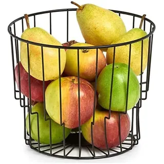 Zeller 27411 Obstkorb, Metall, schwarz, ca. Ø 24 x 19,5 cm, Obstschale, pulverbeschichtet