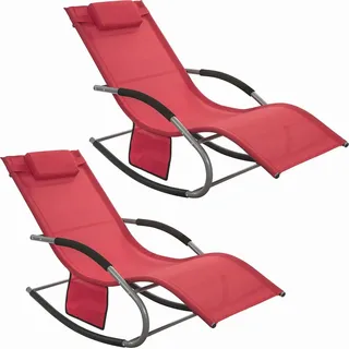 Sonnenliege, Ergonomisches Design, Robuster Rahmen, Rot, Rot