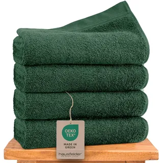 Hausfelder Handtücher 50x100 cm – Premium 500g/m2 Handtuch 4er Set - 100% Baumwolle, Ökotex Zertifiziert (50x100cm Dunkelgrün)