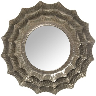 DRW Wandspiegel rund aus Metall in Silber 80 x 4,5 cm, innen 38,5 cm, 80x4,5cm, Interior 38,5cm