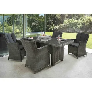 Destiny »LUNA« 4 Sessel, + Tisch, 200x100x75cm) Polyrattan, grau