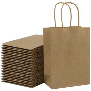 Loveinside 33 X 25,4 X 12,7 cm Papiertüten Kraftpapier Braune Geschenktüten Großpackung Mit Griffen Für Geburtstag Hochzeit Gastgeschenke 25 Stück/Set