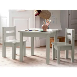 Hoppekids Kindersitzgruppe MADS 1 Tisch, 2 Stühle Kiefer lackiert grau