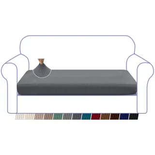 Granbest High Stretch Sofa Sitzkissenbezug Superweicher Sofa Sitzbezug Sitzkissenschutz Jacquard Spandex Stoff mit Elastischer Unterseite(3 Sitzer,Grau)
