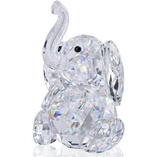 Kristall Elefant Figur –Glas Deko & Sammlerstück für Tisch | Kristall Elefant, handgefertigt, facettiert. Tischdekoration & Briefbeschwerer für Wohnzimmer, Büro oder Vitrine.