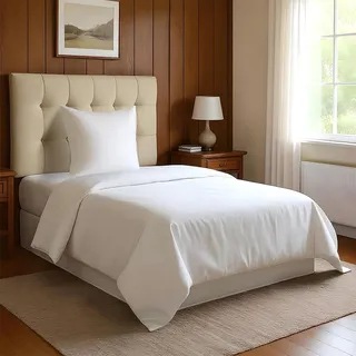 Pizuna 800 Fadenzahl aus Baumwolle Bettwäsche Weiß,100% Langstaple Baumwolle Bettbezug und Kissenbezug, 100% Baumwolle Mako Satin 2-Teilig Bettwäscheset 135x200 + 80x80 Weiß