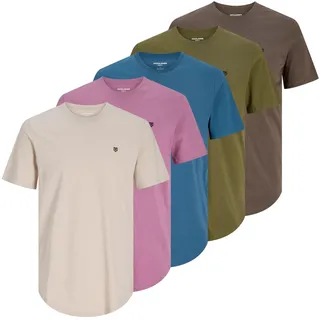 JACK & JONES Male T-Shirt 5er-Pack Einfarbig T-Shirt