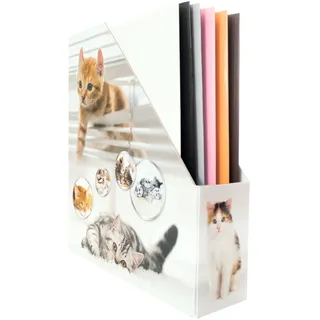 Herma 19717 Stehsammler A4 mit Katzen Motiv, 7,5 cm breit, faltbar, stabile Pappe, schmaler Zeitschriftenhalter für Mädchen & Jungen, Stehordner zum Aufbewahren von Dokumenten, Unterlagen, Mappen