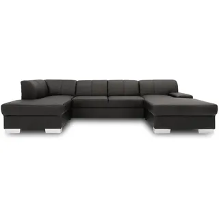 DOMO. collection Wohnlandschaft Star, Leder-Sofa in U-Form, Polstergarnitur, Couch 150 x 304 x 150 cm (BxTxH), in Kunstleder schwarz