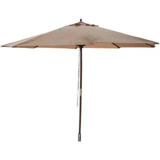 Holz-Sonnenschirm 3m beige Gartenschirm Terrassenschirm Marktschirm Sonnenschutz