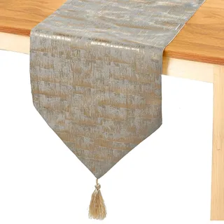 DRW Tischläufer aus Polyester, cremefarben, 30 x 1 x 180 cm