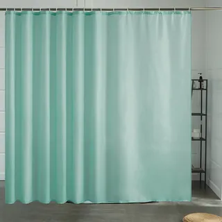 Furlinic Duschvorhang Überlänge Badvorhang Anti-schimmel für Dusche und Badewanne Textile Vorhänge aus Stoff Antibakteriell Wasserdicht Minzgrün Extra Breit 275x180cm mit 18 Duschringen.