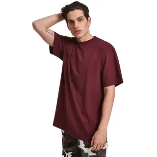 URBAN CLASSICS Tall Tee, Oversized T-Shirt für Männer, Baumwolle, gerippter Rundhals, redwine, 4XL