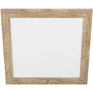 EGLO LED Panel Piglionasso mit Holz Deko-Rahmen, Deckenlampe Holz in Hell-Braun geflammt, Küchenlampe, Bürolampe, LED Flurlampe Decke neutralweiß, L x B 50 cm