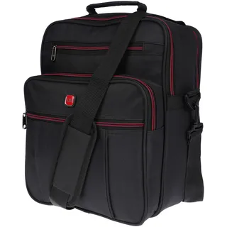 Herren Flugbegleiter Umhängetasche Tasche Arbeitstasche Herrentasche Messenger Hochformat - Schwarz