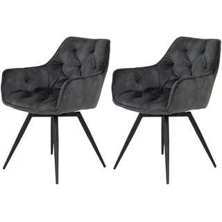 Hela Armlehnstuhl Florentina Samt Anthrazit gepolstert 2er-Set