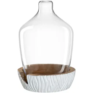LEONARDO Dekovase »Vase mit Holz-Sockel Casolare ¿ 43 cm weiß«, weiß