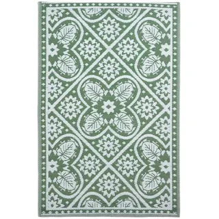 Homescapes floral gemusterter Outdoor-Teppich 122 x 182 cm Grün/Weiß