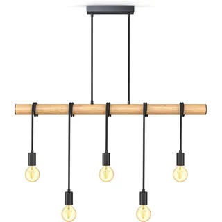 B.K.Licht Retro 5-flg. 90 cm schwarz Holz