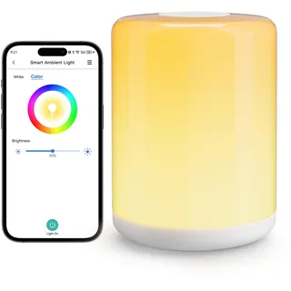 meross WLAN LED Nachttischlampe Touch Dimmbar, Funktioniert mit Apple HomeKit, RGBWW Smart Nachtlampe mit Timer für Kinder, WiFi Tischleuchte mit Kabel, Funktioniert mit Alexa und Google Home