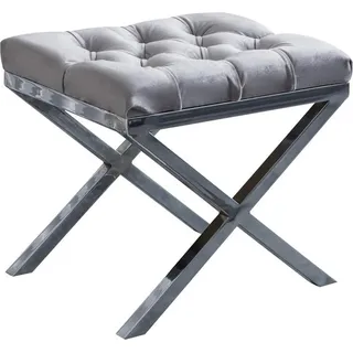 Grauer Schminktisch Designer Polsterhocker Glas Spiegel 3tlg Luxus Set - Silber