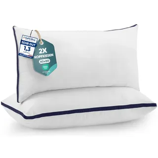 Utopia Bedding Kopfkissen (2er Set), 40 x 80 cm Schlafkissen, Gebürsteter Stoff Bezug Bettkissen, Premium Qualität Weich et Atmungsaktiv Kissen (Marineblau)