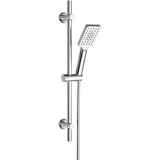 Görbach Edelstahl Duschset mit Handbrause, Brausestangeset 70cm Duschstange mit Duschkopfhalterung und Schlauch für Badezimmer Rechteckig Chrom