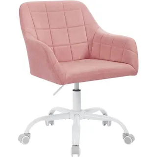 Woltu Schreibtischstuhl drehbar, Schminktisch Stuhl, Bürostuhl ergonomisch, Stoff, Rosa - Rosa