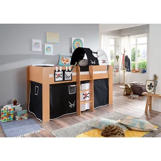 RELITA Hochbett Andi 107 cm Buche dekor natur pirat schwarz