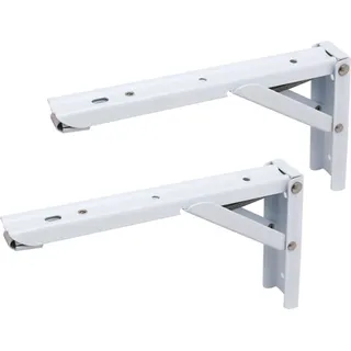 2er Set 8 Zoll Regalträger aus Edelstahl | 195mm klappbare Regalhalterung | Regalwinkel zur Wandmontage | Regal Halter für Wohnmobil Camping | 2 Stück Wandhalterung für Regalbretter - Weiß