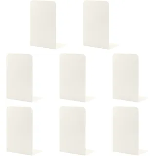 MSDADA Buchstützen aus Metall L, 102x203x135mm, 4 Paar CD Buchständer Kinder, Bücherregal für Schule Zuhause Büro Bibliothek Decorative(Milchig Weiß)