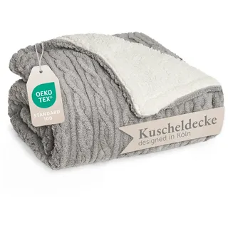 Blumtal Kuscheldecke 130 x 150 cm Grau/Weiß