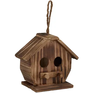 Relaxdays Deko-Vogelhaus , Braun , Holz, , 19x28.5x10.5 cm, , Dekoration, Gartendeko