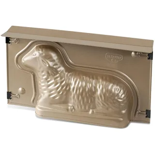 Dr. Oetker Backform Lamm zu Ostern – 900 ml Füllvolumen – 3D Kuchenform in Gold mit Antihaftbeschichtung und Osterlamm als Motiv zum backen – Leckere Deko in Osterlammform