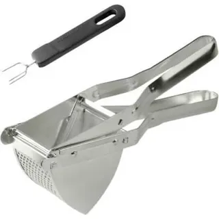 Kartoffelstampfer Set mit 3-Zinken Gabel, FACKELMANN, Edelstahl & Etaminiert, Manuell, 30 cm Länge