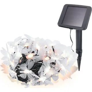 esotec Solar Deko-Lichterkette mit Schmetterlingen 102183 - Schwarz, Weiß