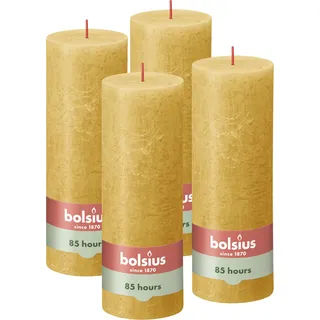 Bolsius Rustik Kerze 19 cm gelb 4 St.