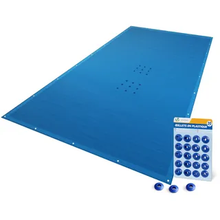 VOUNOT® Poolabdeckung Rechteckig 4x8m, Pool Abdeckplane PE 160g/m2, Wasserdicht UV-beständig Reißfest, Doppelte Poolplane mit DIY-Drainagelöchern & Aluminiumösen, für Aufstellpools, Dunkelblau