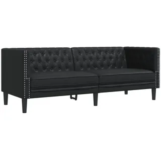 vidaXL Chesterfield-Sofa 3-Sitzer Schwarz Kunstleder