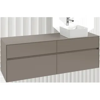 Villeroy & Boch Collaro Waschbeckenunterschrank, Waschbecken rechts, 4 Auszüge, Wandmontage, 1600x548x500mm, C05100VN, Farbe: Front/Korpus: Cashmere Grey, Griff: Cashmere Grey