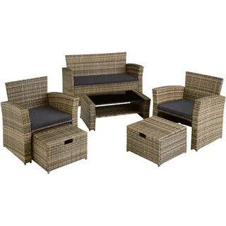 Tectake Modena Rattan Sitzgruppe 6-tlg. natur