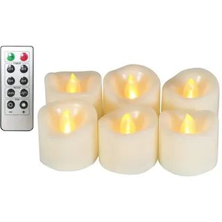 Erosway LED Kerzen, Realistisch Flackernde Flammenlose Teelicher mit Fernbedienung, 2/4/6/8 timer, 300 Stunden nonstop Leuchten, 6 Stück/Paket(Bernstein)
