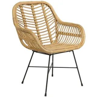 Beliani Rattanstuhl Rattan Beige Canora , Metall , 64x89x51 cm , Esszimmer, Stühle, Armlehnstühle