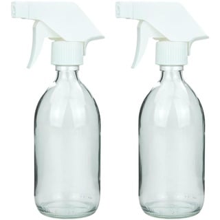 mikken 2 Sprühflaschen 500 ml aus Glas für Reinigungsmittel, Haarpflege, Pflanzen, etc