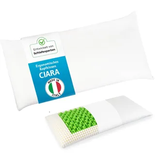 Ergonomisches Kissen made in Italy, Nackenstützkissen für Seitenschläfer & Rückenschläfer, Ergonomisches Kopfkissen für ruhigen Schlaf, Memory Foam Neck pillow, von Schlafexperten entwickelt