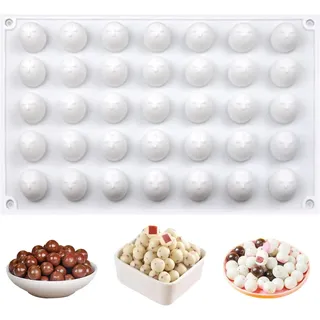 CUEMOON Schokoladenformen Kugelform Silikonform 35 Löcher, Silikonform Schokoladenformen Kugel Silikon für Schokolade, Kuchen, Gelee, Kuppelmaus, Diy